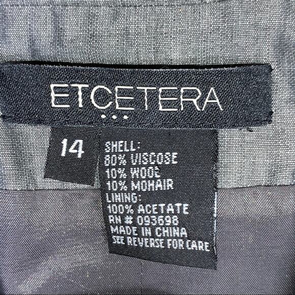 Etcetera gray trench style tie waist wool and mohair blend blazer women's 14 B96 - Picture 2 of 4